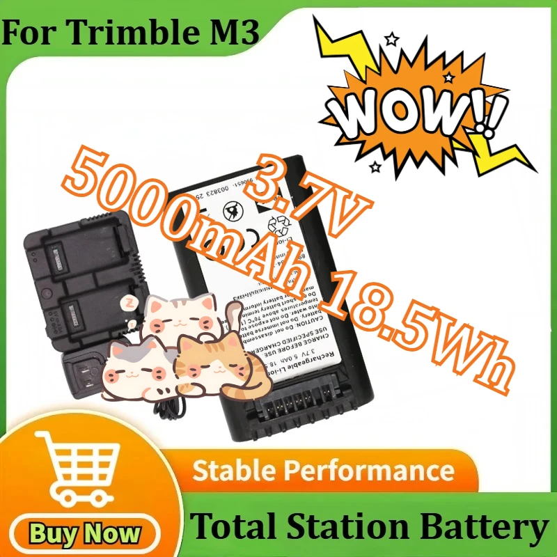 

New 890-0084-XXQ Battery for Trimble M3 DR2 DR3 DR Nomad Total Station Bateria M3 Dual Charging Charger 3.7V 5000mAh 18.5Wh