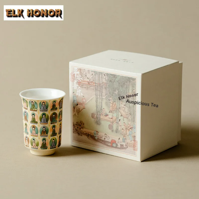 

90ml Dunhuang Thousand Buddha Incense Cup Teacup Aesthetic Tea Bowl Tea Pair Tea-tasting Smelling Cup Chazhan Master Cups Cafes