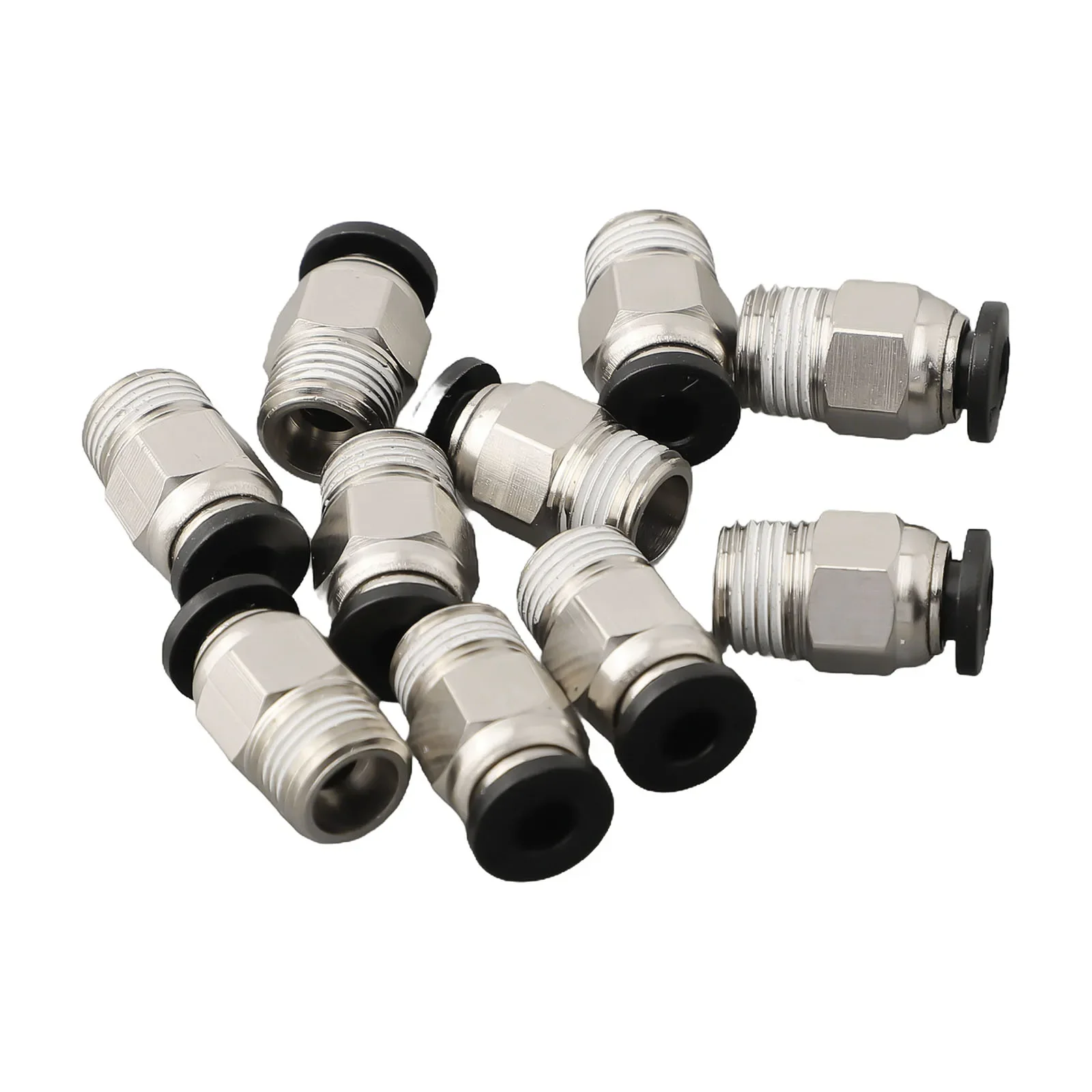 PTFE Straight Pneumatic Connector PC4-M10 Push Stainless Steel Thread Tube 10 Pcs External Fitting High Quality