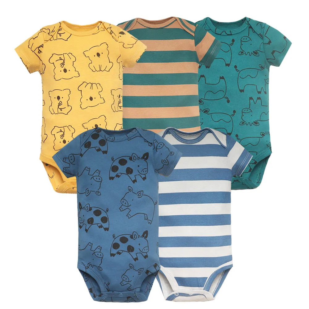 5PCS/Lot Newborn 100% Cotton Baby Boy Girl Clothes Short Sleeve Soft Baby Bodysuits Infant Bebe Clothing Baby Shower Gifts