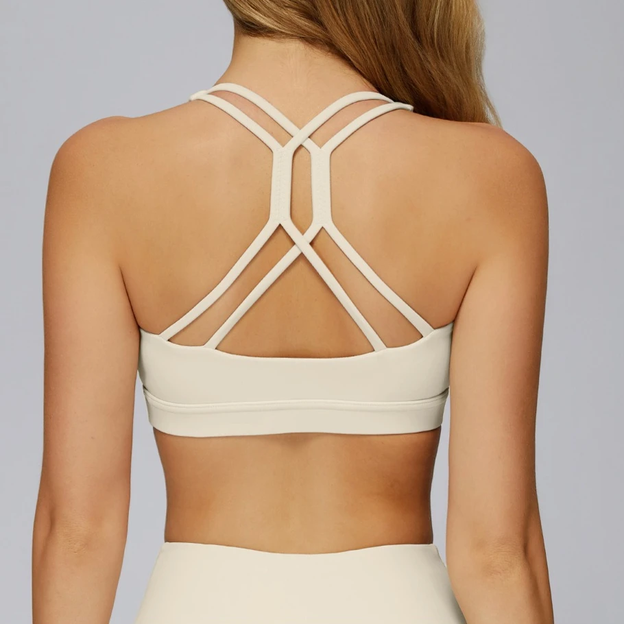 Solid Color Women Cross back Yoga bra Fitness sport Bra High strength Tight Top Training Gym Yoga Underwear Workout Crop Top