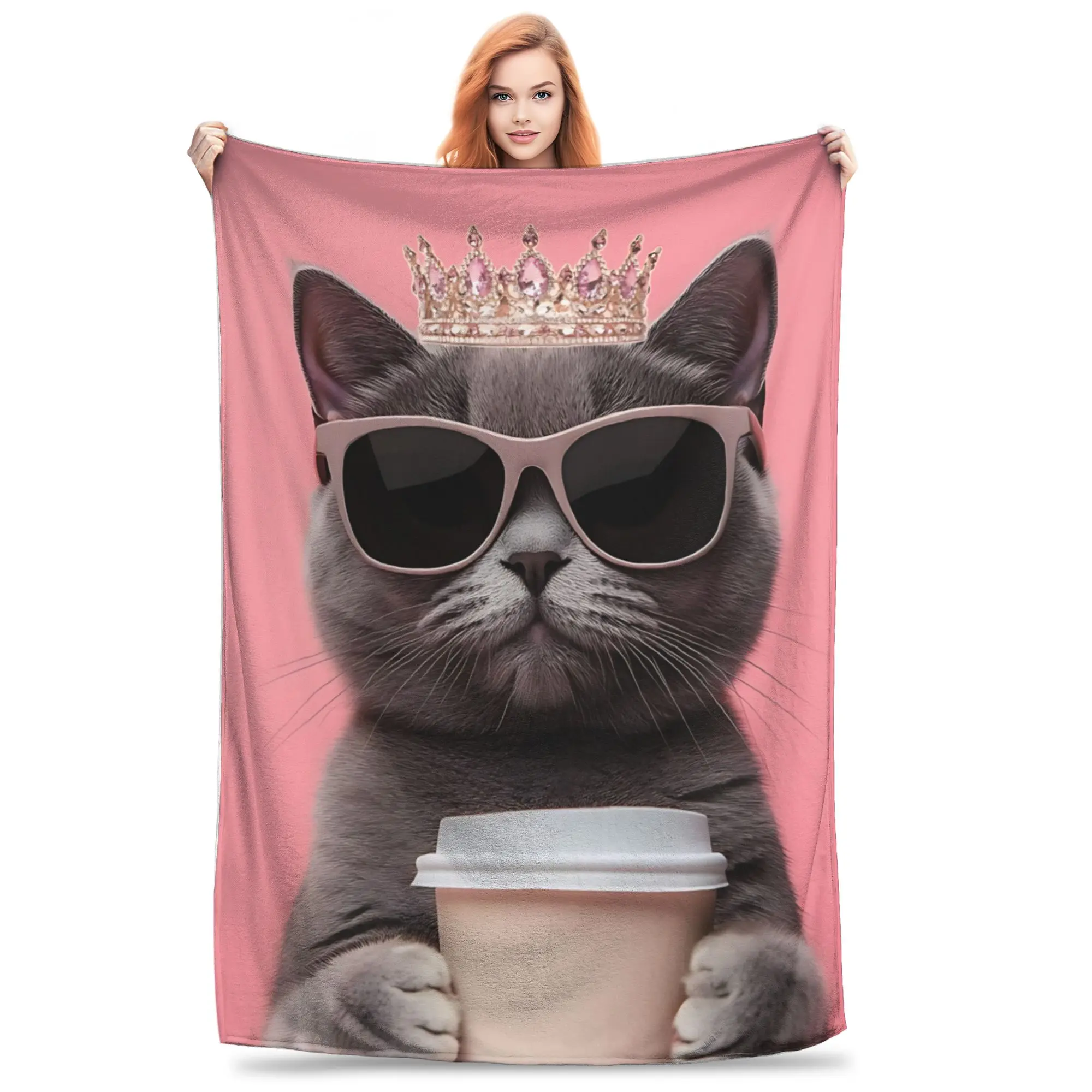 1PC British Shorthair Cat  Winter Blankets for Adults Bedding Home Interior Sofa Knee Black Friday Deals