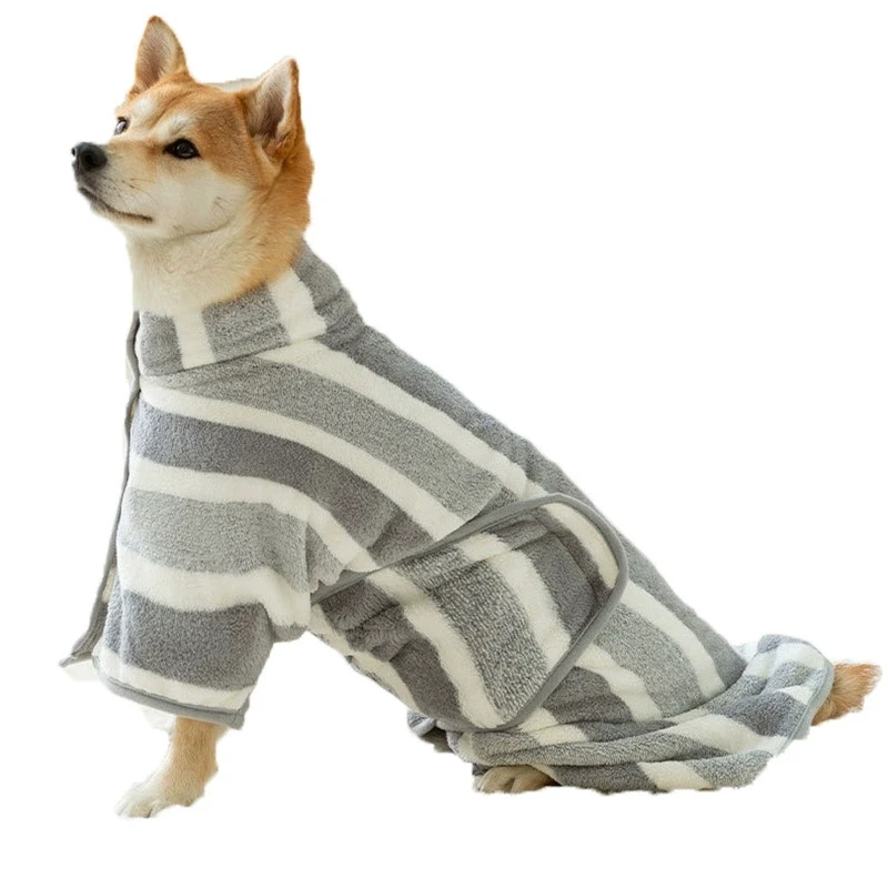 2026 new pet bathrobe with strong water absorption and fast drying coral fleece, dog and cat bath towel, bath pet supplies