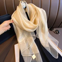 Spring New Korean Style Breathable Lightweight Scarf Women's Fashion Temperament Long Shawl Keep Warm Temperament Silk Scarf