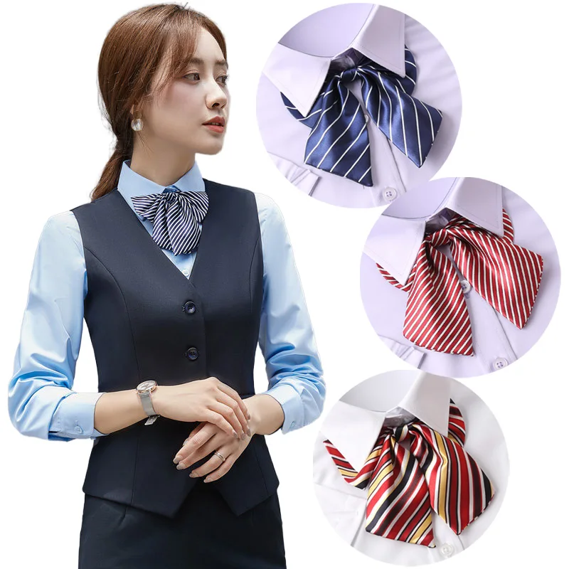 Bow tie women's Tie Butterfly Neck Fashion Elegant Women Bowties Striped Bow Ties Silk Tie Bow  Wear Collar Accessory To Dresses