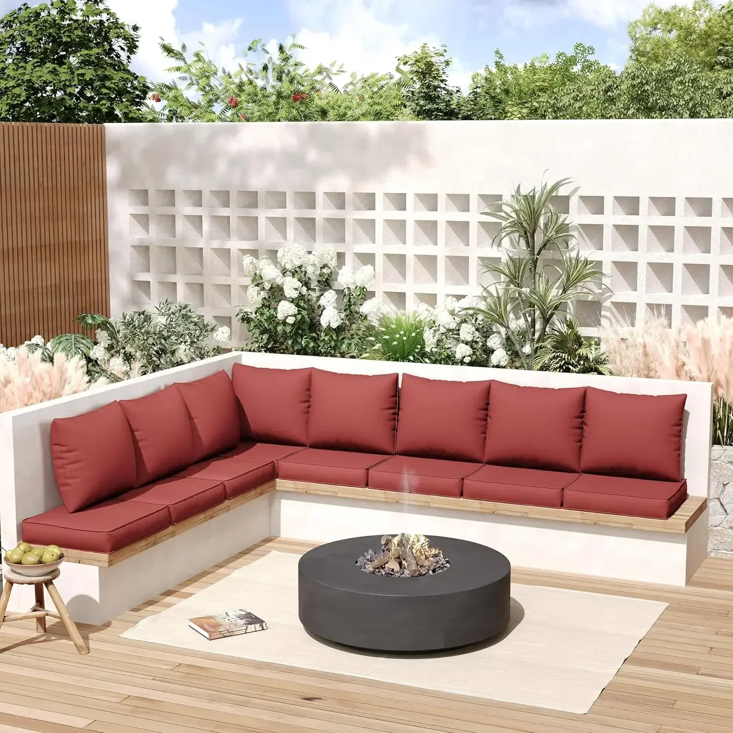 

Уличные подушки для садовой мебели, сменные подушки толщиной 4 дюйма для уличной мебели, набор из 8 водонепроницаемых секционных подушек для улицы