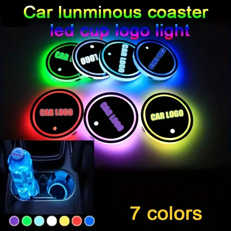 

1PCS/2PCSLed CarCup Drink Holder Logo Light USB Charging Luminous Coaster For Seat leon frmk2mk3lbiza Altea Car Accessories