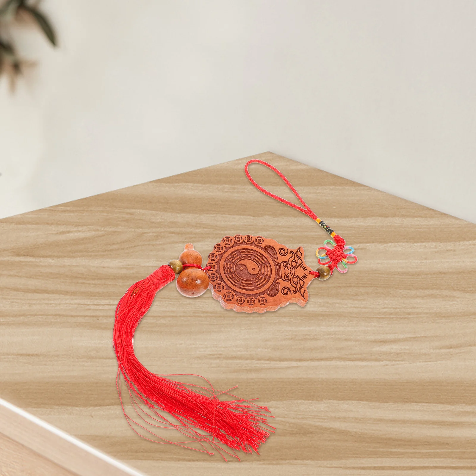 

Feng Shui Bagua Mirror Nine Beast Head Wooden Tiger Head Gourd Chinese Decor Good Luck Wealth Home Ornament