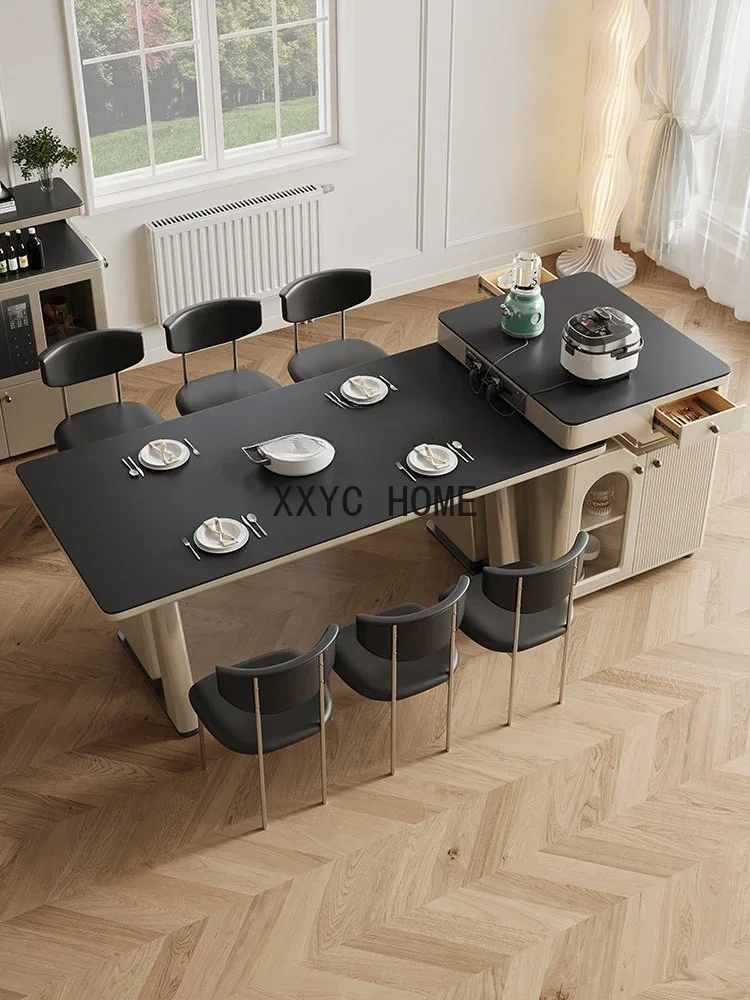 

Stone Plate Kitchen Island Dining Table Integrated Light Luxury Home Center Guide Multi-Functional Dining Table and Chair