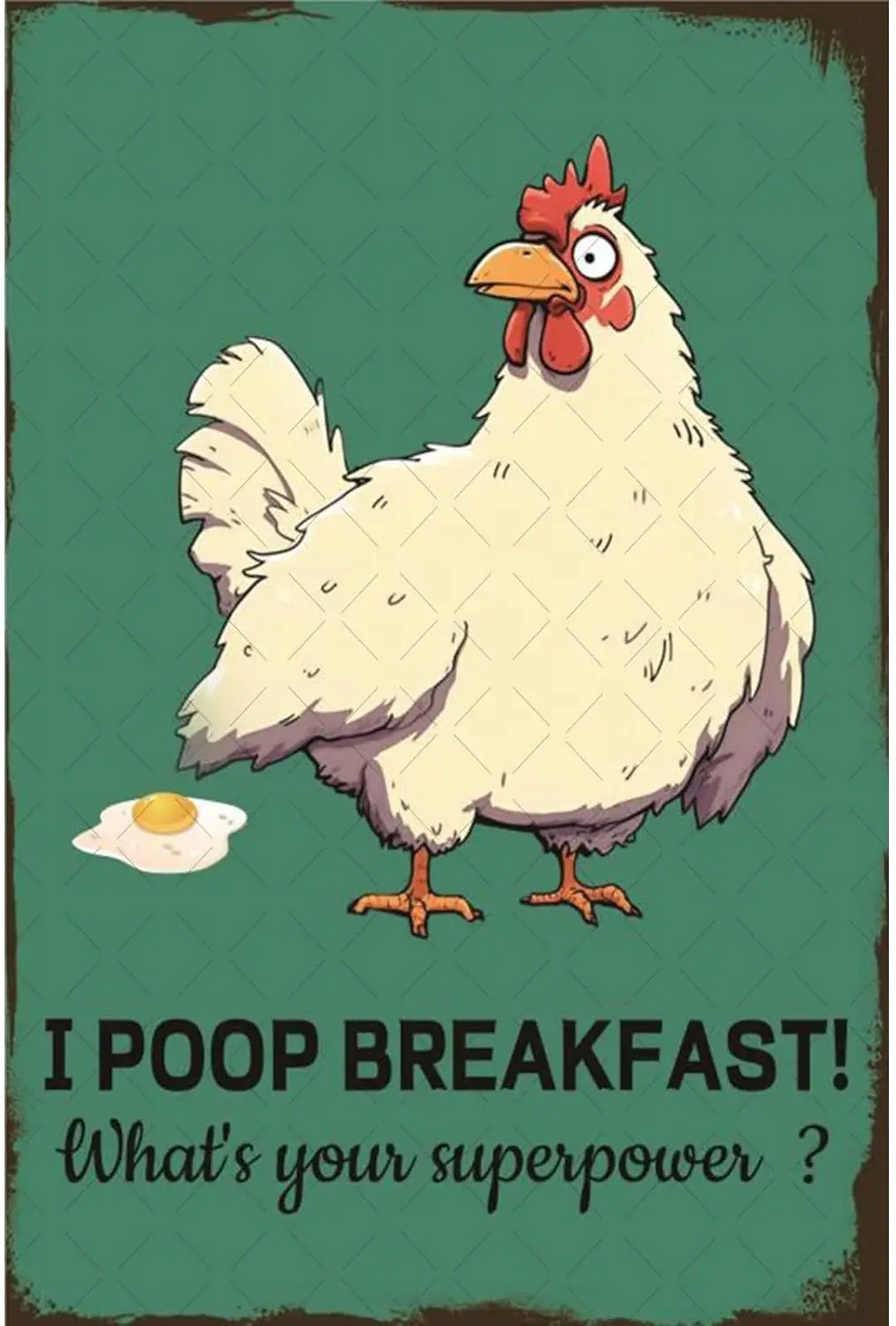 Funny Chicken Metal Tin Sign I Poop Breakfast Whats Your Superpower Poster Lovers Gifts Decor For Kitchen Dinnin