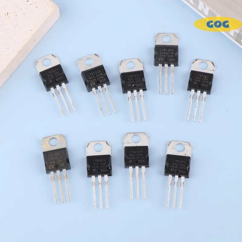 10pcs/lot Three-terminal voltage regulator L7805~L7824CV TO-220 power supply voltage regulator chip voltage regulator Module IC