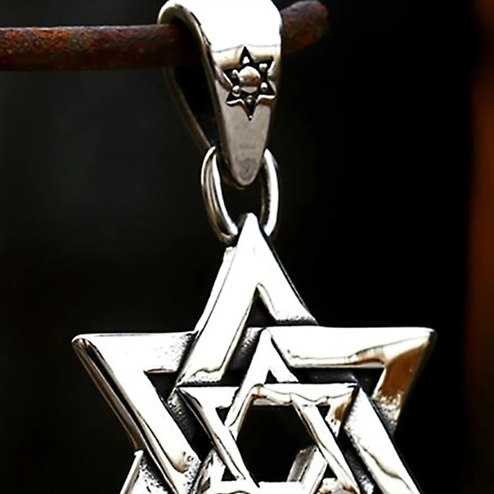 Fashion Classic Star Of David Pendant For Men Women 316L Stainless Steel Six-pointed Star Necklace Religious Jewelry Wholesale