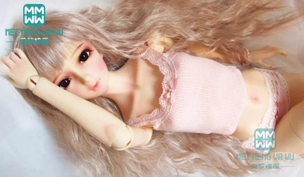 เหมาะกับ 60 ซม.BJD ตุ๊กตาเสื้อผ้า 1/3 DD SD แฟชั่นลูกไม้สีชมพูสามชิ้นชุดของเล่นของขวัญ