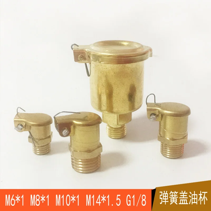 1PC NEW M6 M8 M10 M14 Male Thread Brass Spring Cap Type Lubricating Cup Oiler Oil Grease Cup For Machine Tool