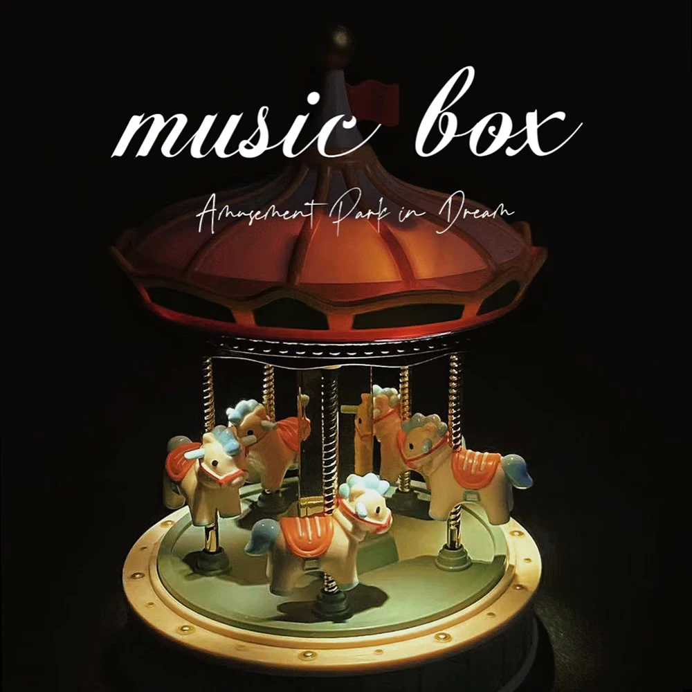 

Rotate Luxury 4 Style Carousel Theme Music Box LED Light Luminous Rotation Romantic Octavo For Kid Christmas Birthday Gift