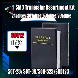 트랜지스터 다이오드 키트 북, SMD SMT NPN PNP SOD 4148 5551 2222 TL431 BC807 B772, 24, 36, 57/75 값, SOT-23, SOT-89, SOD-523, SOD123