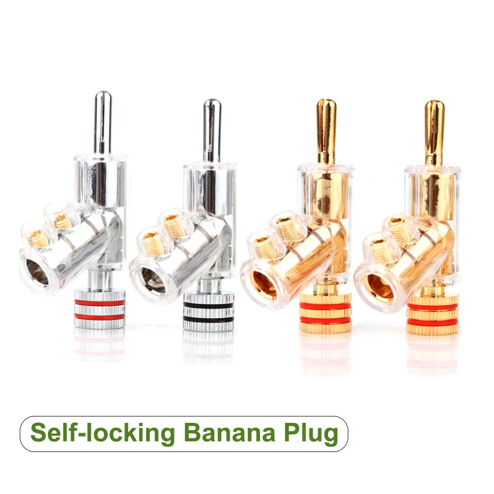 

4pcs BA1403 Hi-end Gold Plated Banana Lock Plugs HiFi Speaker Banana Connector Plug Loudspeaker Cable Connector Jack