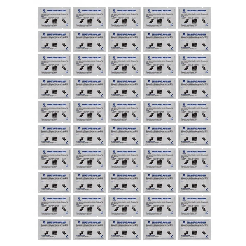 50PCS PVC and Needle-Punched Fabric Credit Card Cleaner White Double-Sided POS Swipe Terminal Cleaning Cards Pre-Moistened