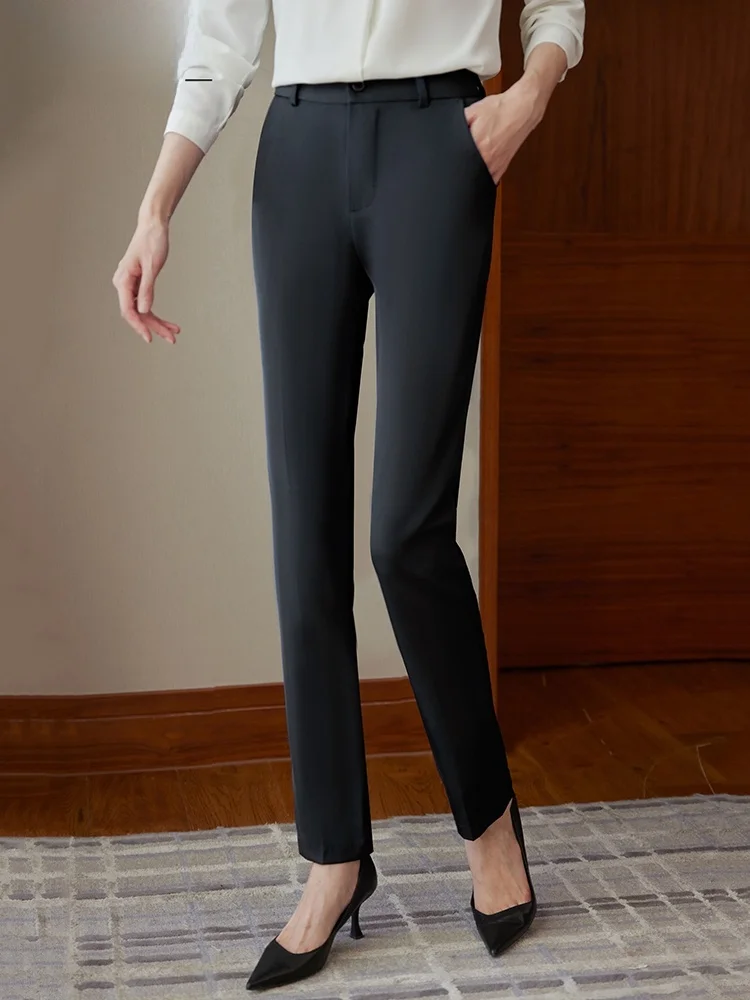 Elegant Royal Blue Suit Pants for Women High Waist Straight Leg Workwear Bank Uniform Autumn Winter Professional Long Trousers view 3