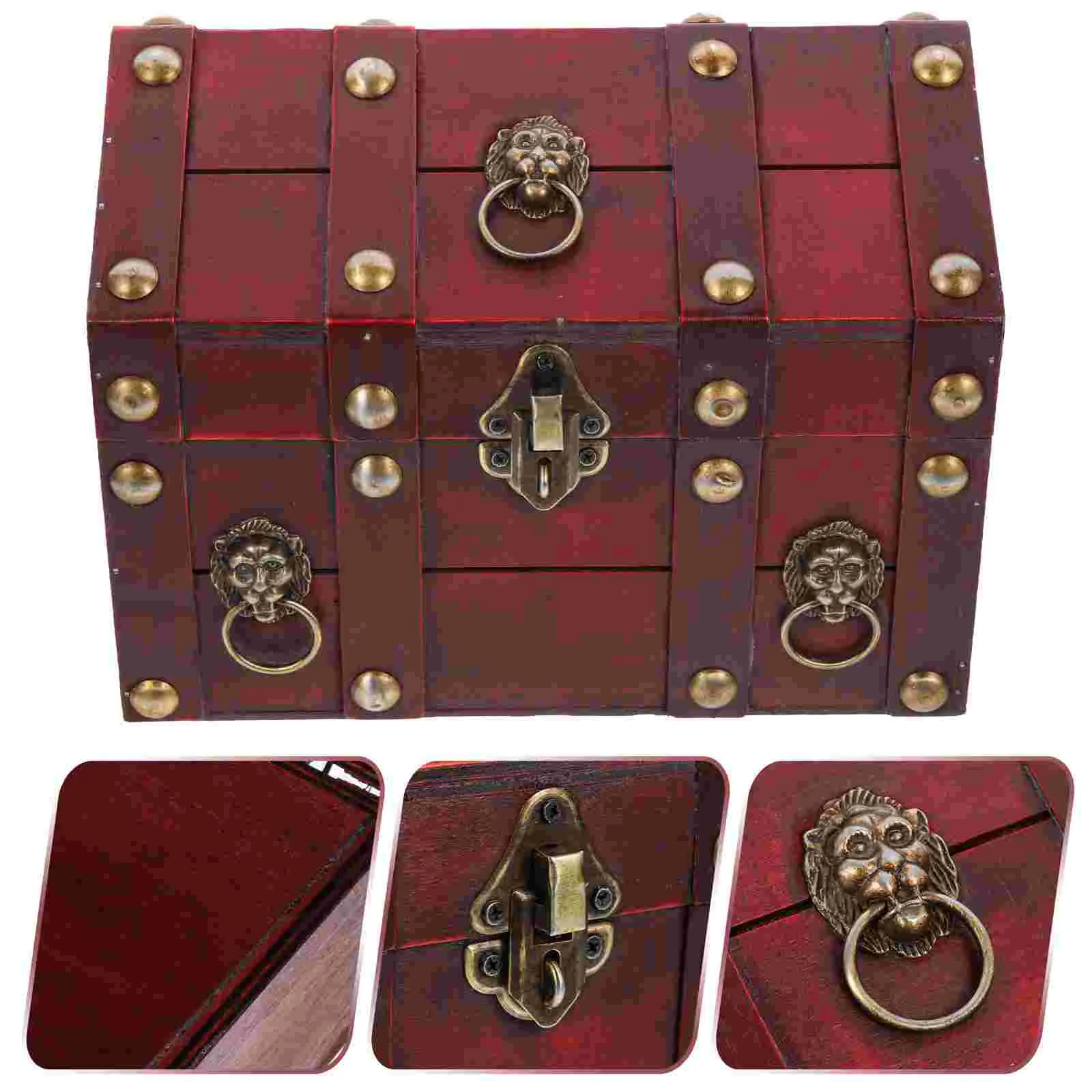 Souvenir Wooden Storage Box Child Vintage Jewelry Decor Toy Pirate Treasure Chest