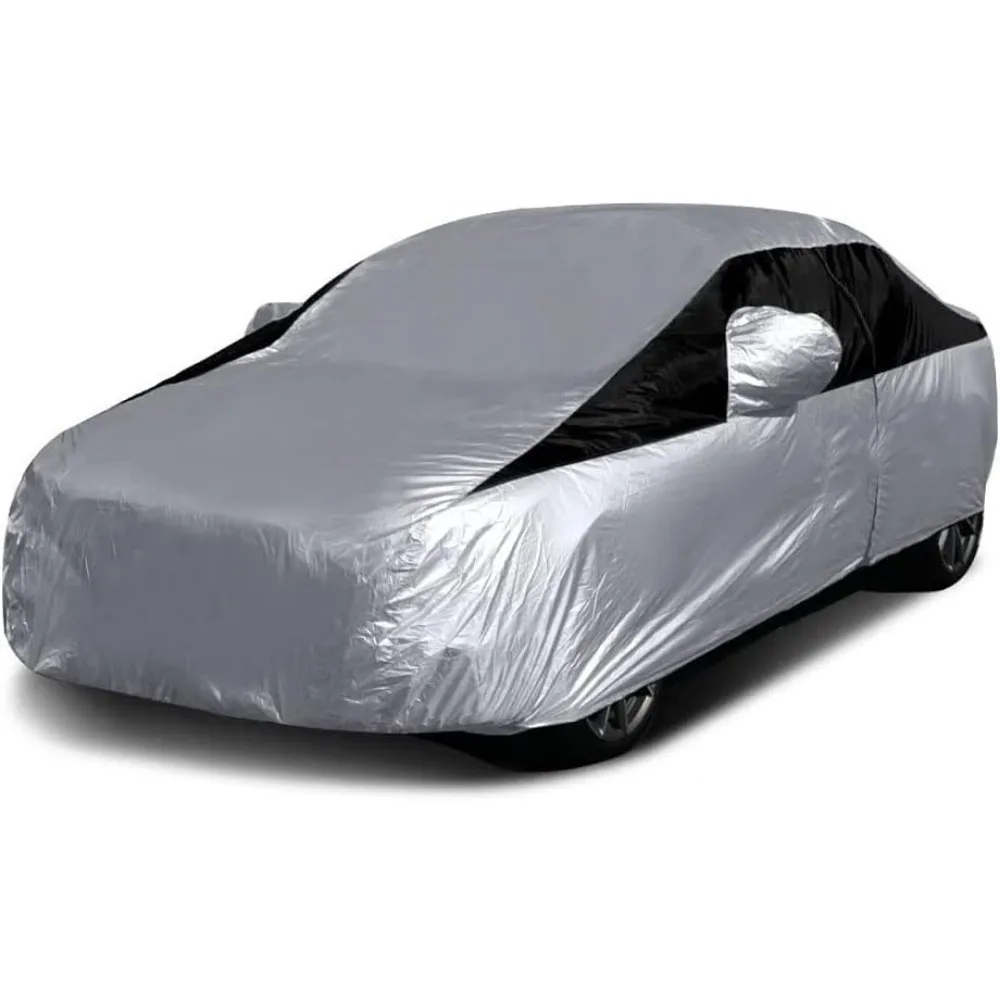 

Lightweight Waterproof Car Cover for Compact Sedans 176-185", UV and Scratch Resistant with Zippered Access