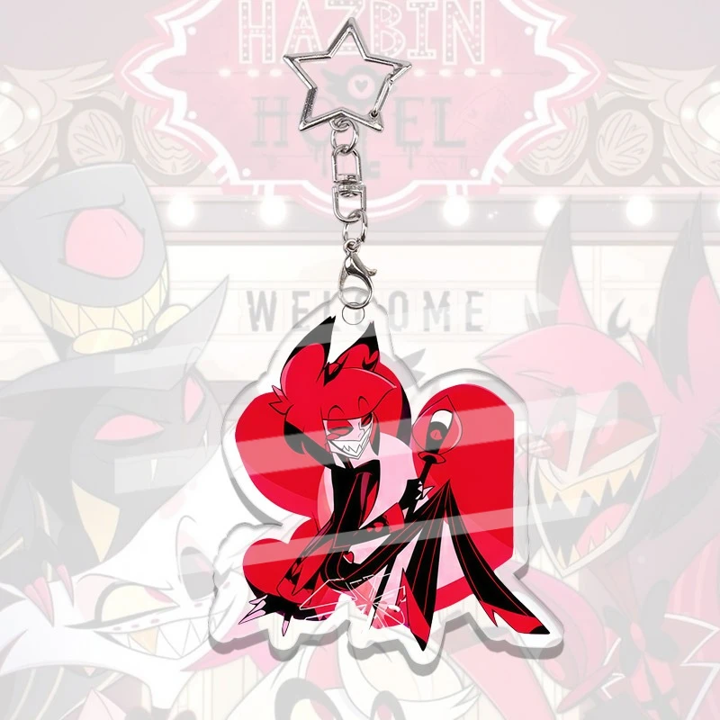 Hazbin Hotel Acrylic Keychain Kawaii Alastor Angel Dust Velvette Niffty Vaggie Backpack Bag Pendant Accessories Birthday Gift view 5