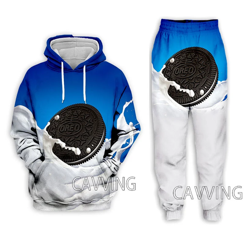 OREO 3D Printed Casual Hoodies Hooded Sweatshirt Pants Jogging Pants Trousers Suit Clothes Women Men Sets