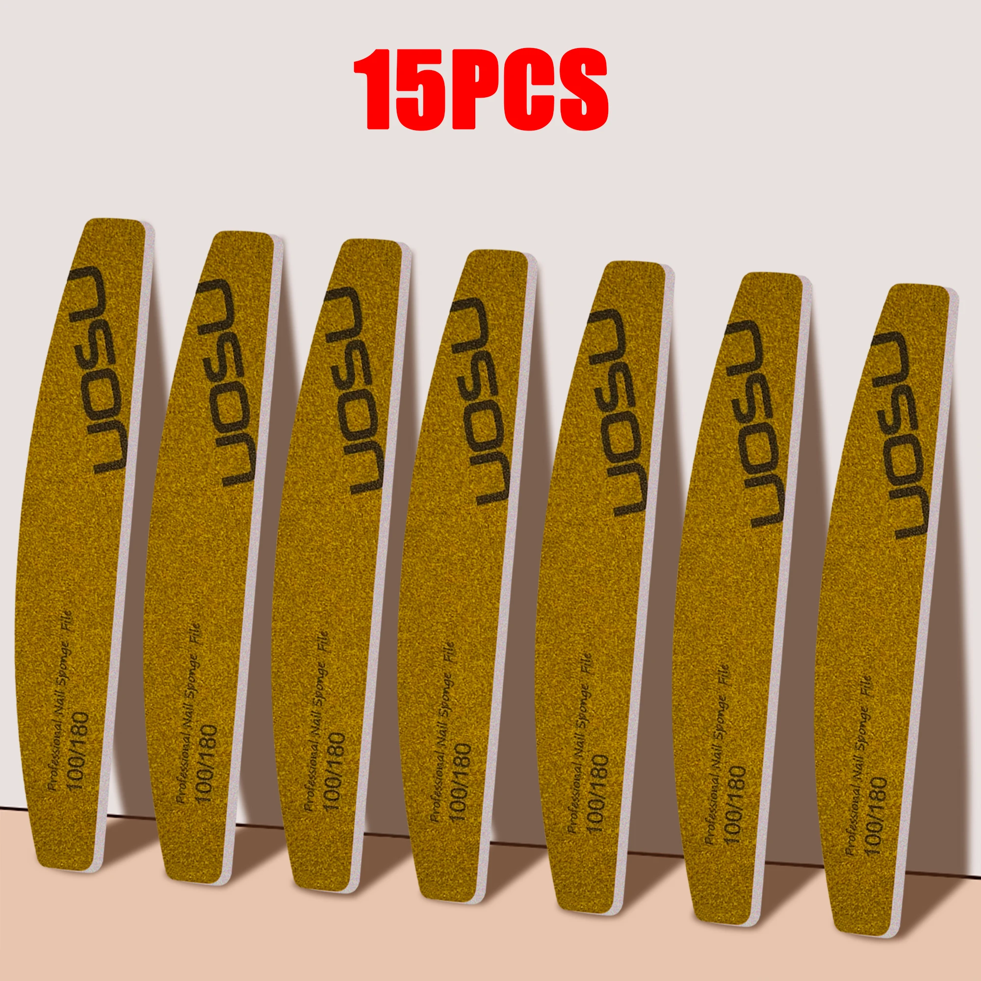 

15PCS Half Moon Nail File 100/180 Coarseness & Fineness Sandpaper Double Sided Sandpaper Nail Sanding & Polishing Tool