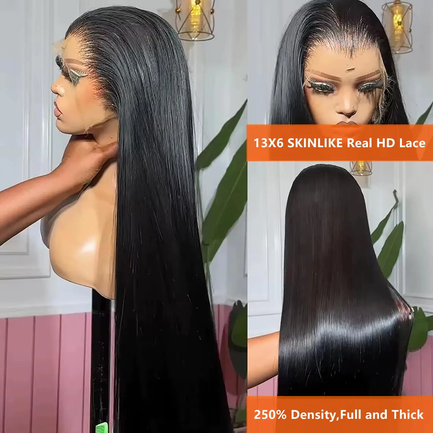 13x6 كامل الباروكات أمامي رقيقة جدا ريال HD الدانتيل شعر مستعار أمامي 0.10 مللي متر غير مرئية HD الدانتيل الباروكات قبل قطعها ابيض عقدة صغيرة 250% الكثافة