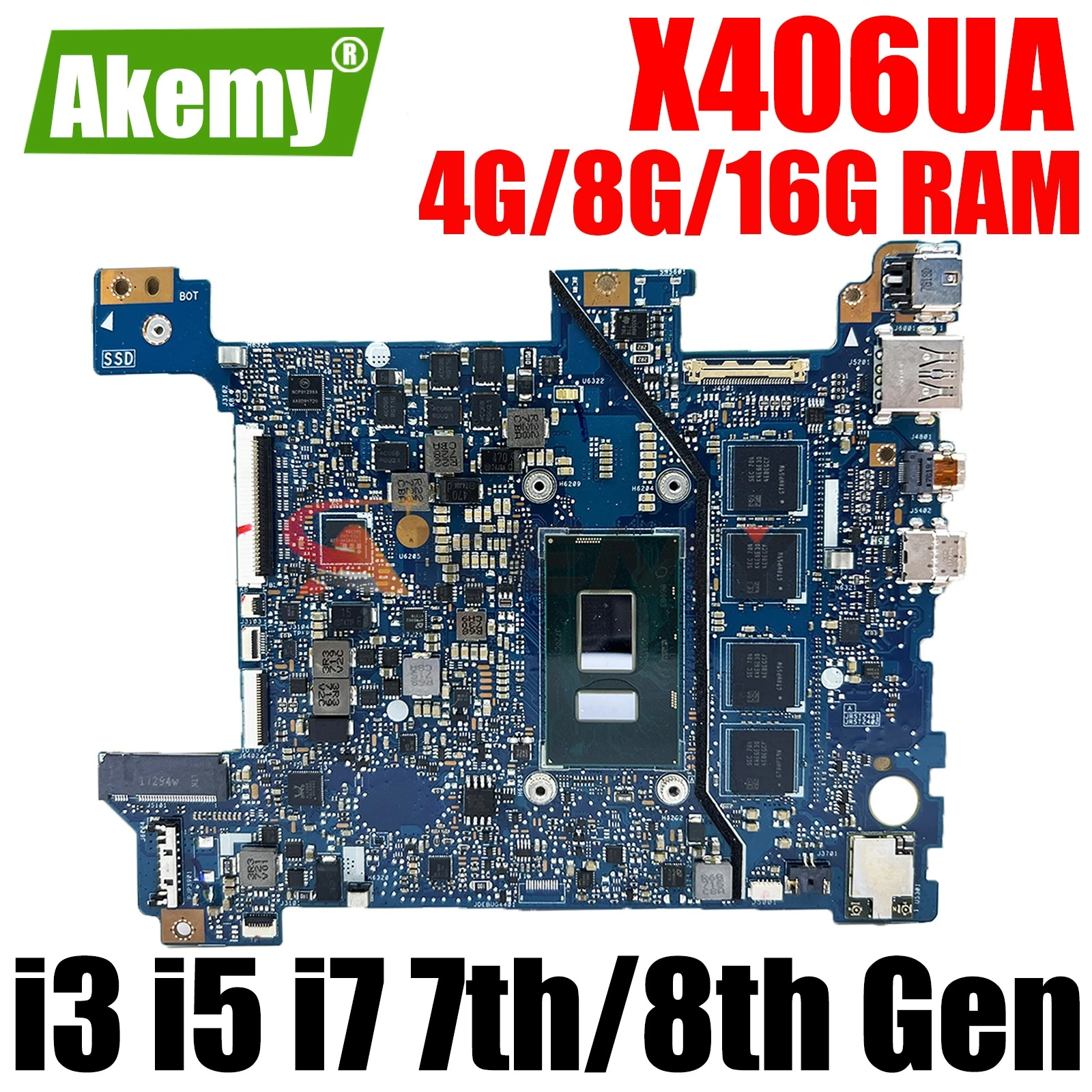 

MAINboard For ASUS VIVOBOOK X406UA X406UAS X406UAR S406U V406U X406U Laptop Motherboard I3 I5 I7-7th/8th Gen CPU 4G/8G/16G-RAM