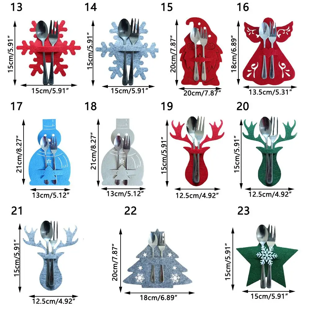 Household Santa Claus Xmas Tree Cutlery Pocket Cutlery Bag Tableware Organizer Christmas Knife Fork Holder Table Decorations view 5