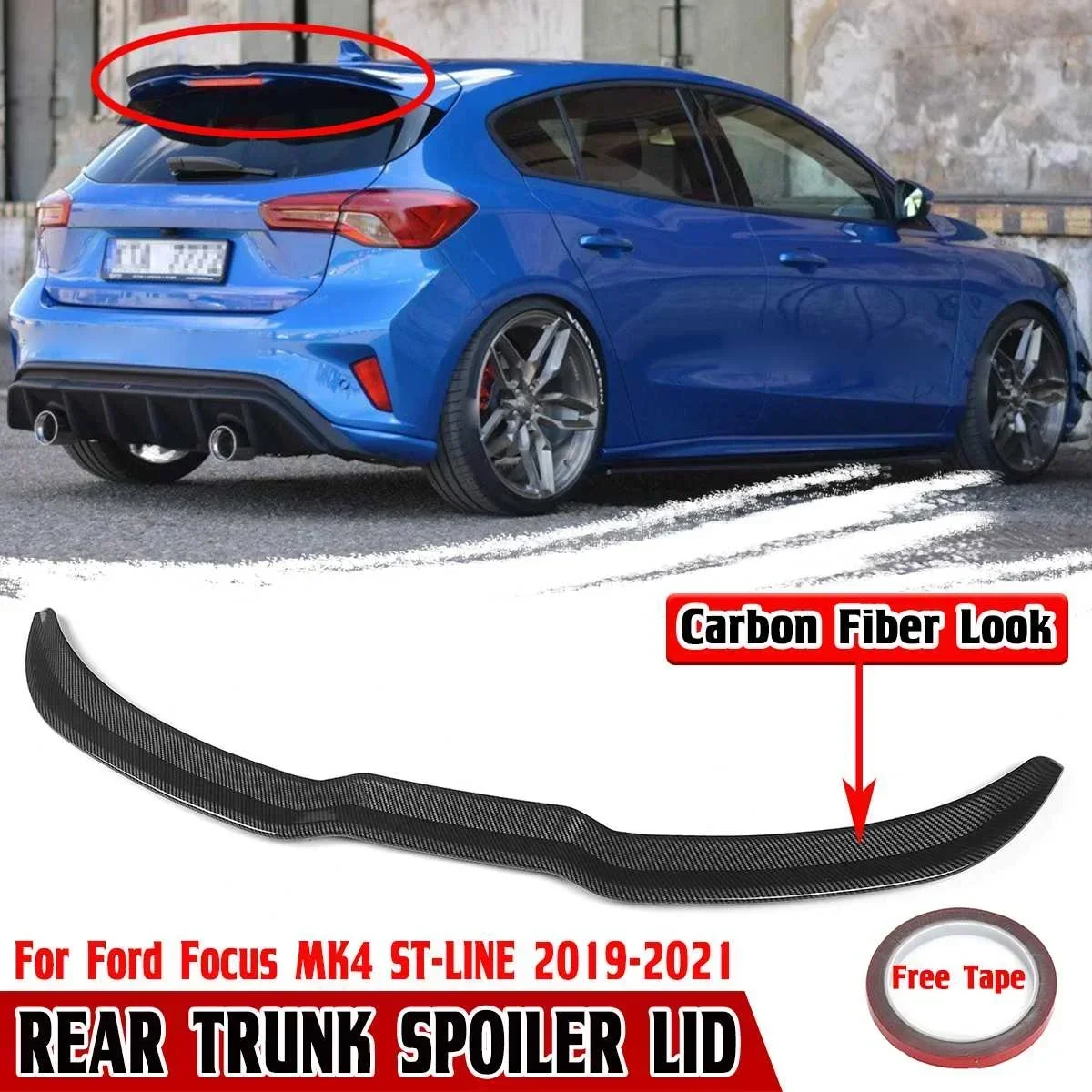 

New Car Rear Spoiler Wing Trunk Lip For Ford Focus MK4 ST-LINE 2019 2020 2021 Rear Trunk Spoiler Lip Tail Boot Wing Spoiler