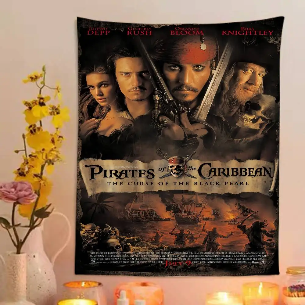 Póster de película clásica, tapiz de Anime de Piratas del Caribe, alfombras colgantes de Tarot Hippie, decoración del hogar para dormitorio