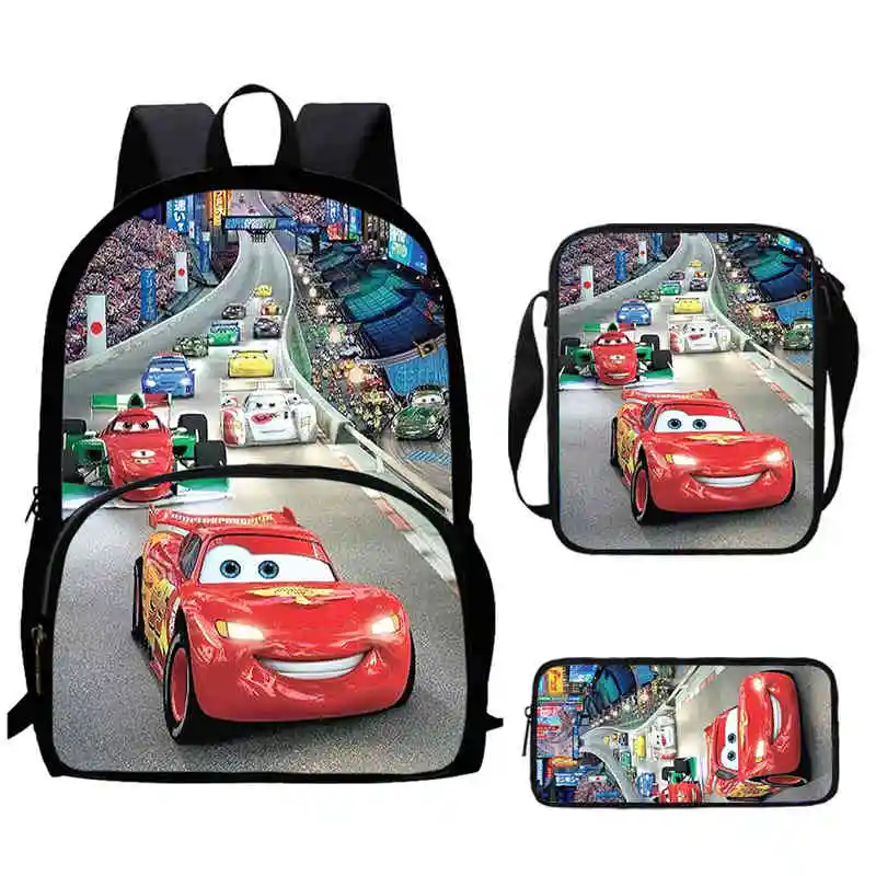 Cartoon Cars Child Backpack with Front Pocket,Shoulder Bags,Pencil Bags for Aged 5-10 Cartoon Backpack Boys and Girls,Best Gift