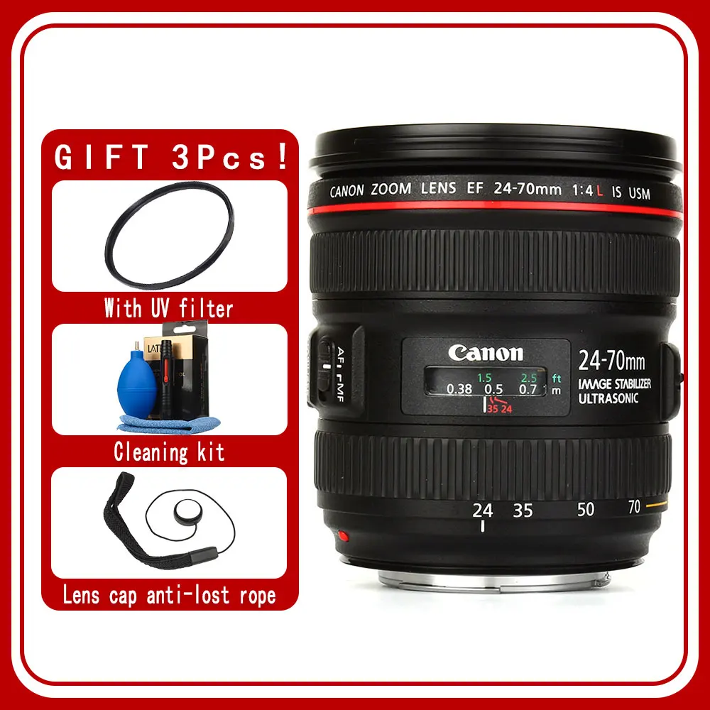 Canon EF 24-70mm f/4L IS USM Lens For Canon DSLR EOS 5D Mark IV III 5DS 5DSR 6D 5D 7D Mark II 90D 80D 70D 60D 60Da