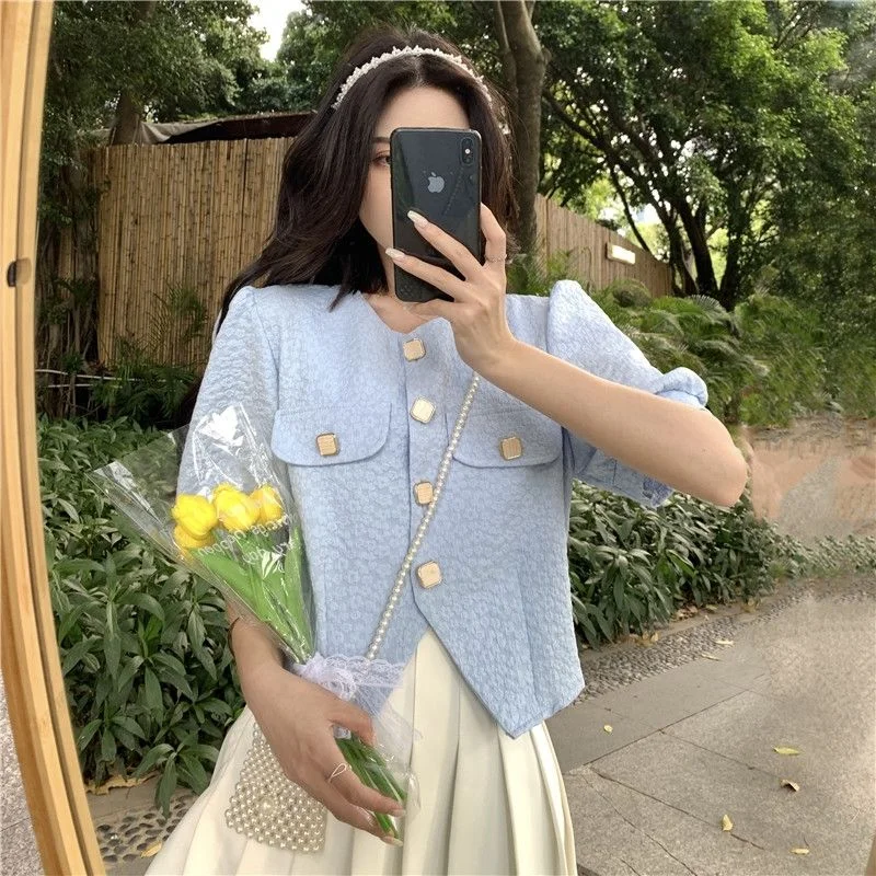 Shirts for Women Solid Button Tender Ladies Design Summer All-match Camisas Mujer Korean Style Fashion Classic Young Ins Simple