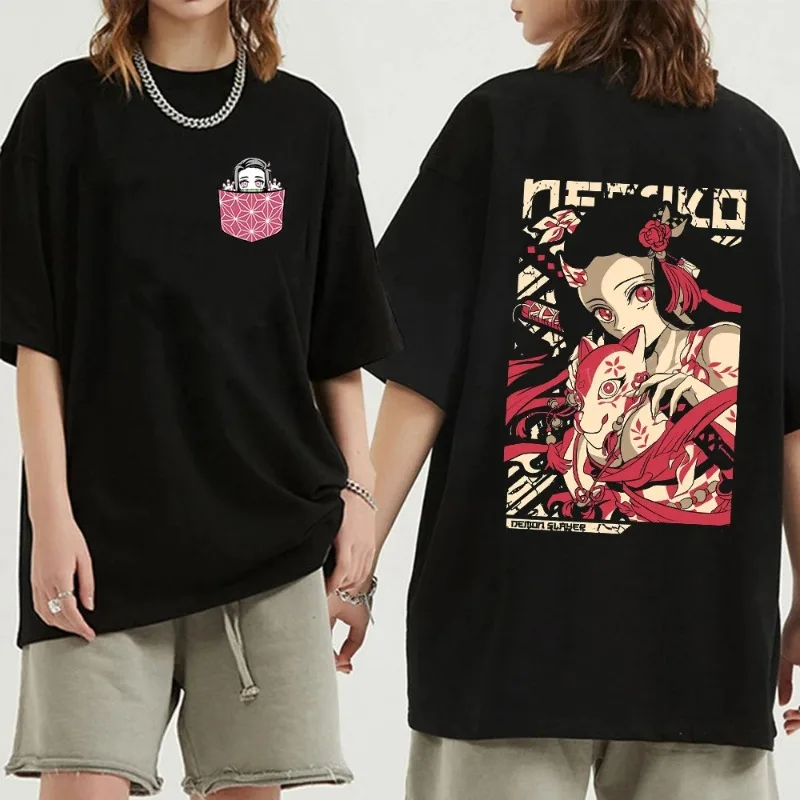 鬼滅の刃-女性用Tシャツ,日本のアニメ,ネズコ,タンジロウ,かまどグラフィック,y2k,黒,kai,y2k