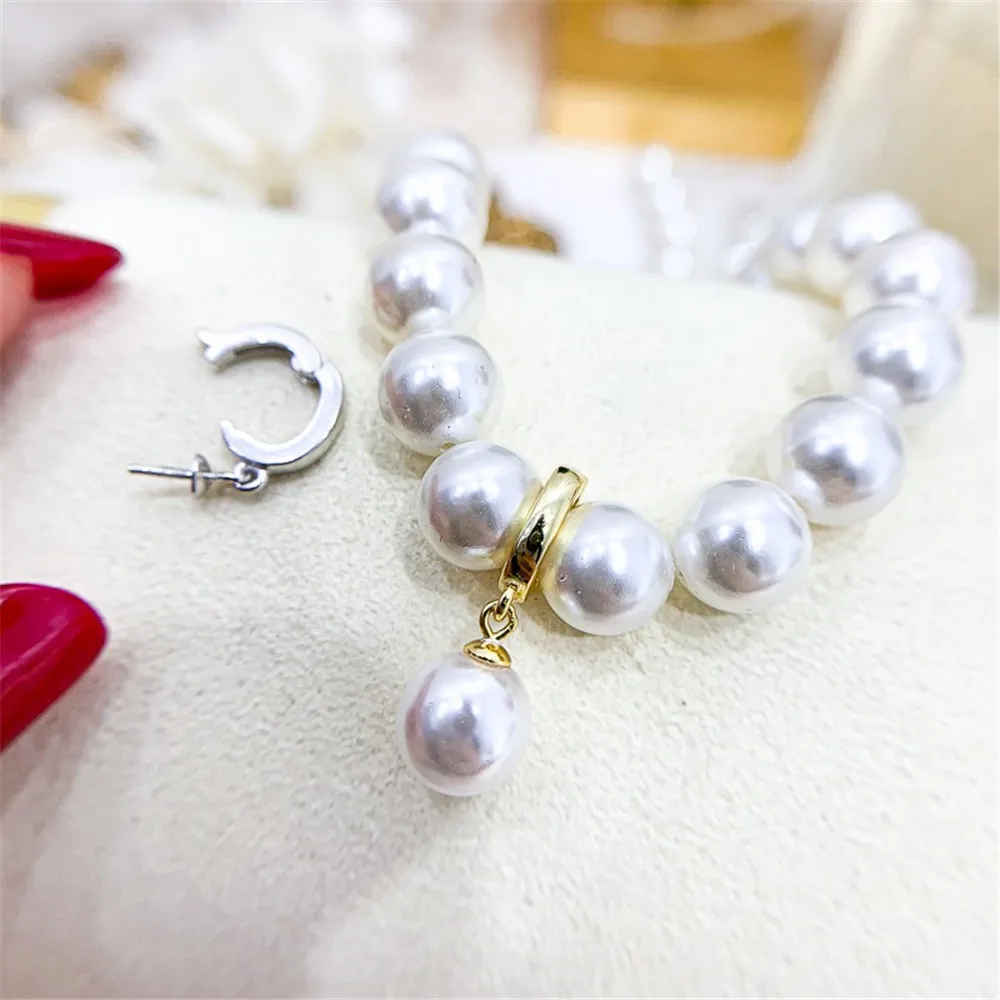 

DIY Pearl Accessories S925 Sterling Silver Pendant with Empty Support Gold Silver Necklace Pendant Set Fit 8-15mm Circle D205