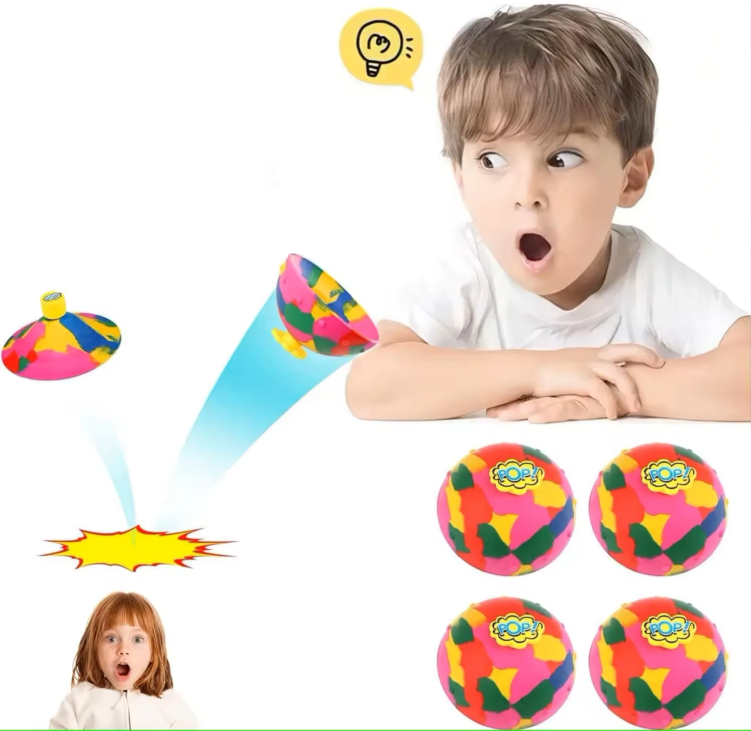 Hip Hop Bouncing Ball Spinning Top Adult Relief Toy Camouflage Jumping Bounce Bowl Anti Stress Fidget Toys for Kids Outdoor Fun