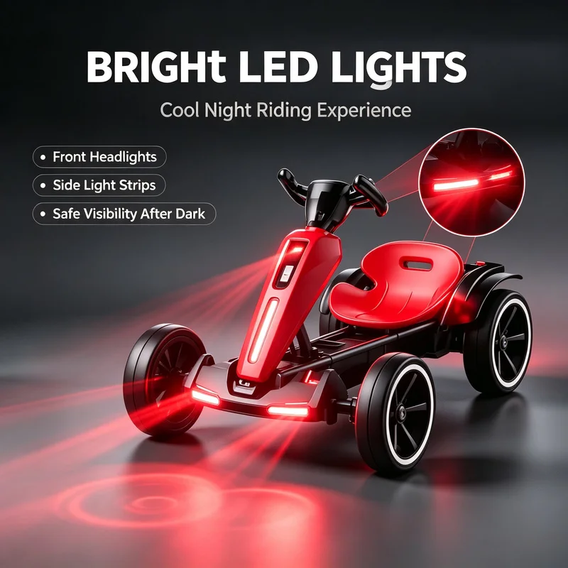 Portable Electric Go Kart With Bluetooth Music, Foldable 4-Wheeler, No Assembly & Rechar Off-Road Toy Car for Boys/Girls