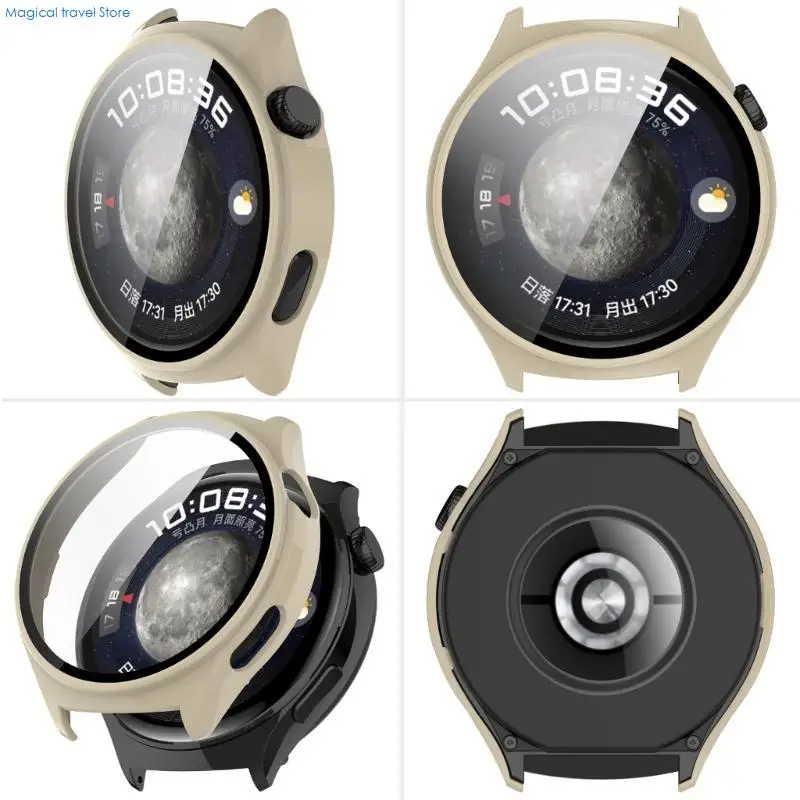 N2UB Smartwatch Tempered Glass Protectors Bumper Shells Full Protective Cover Scratch Resistant Housing for Watch 4