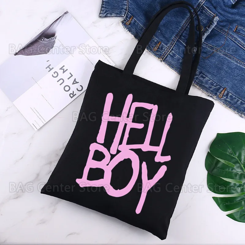 Lil peep bolsa de lona casual grande bolsa de mão para mulheres senhoras bolsa de compras impressão grande capacidade saco preto