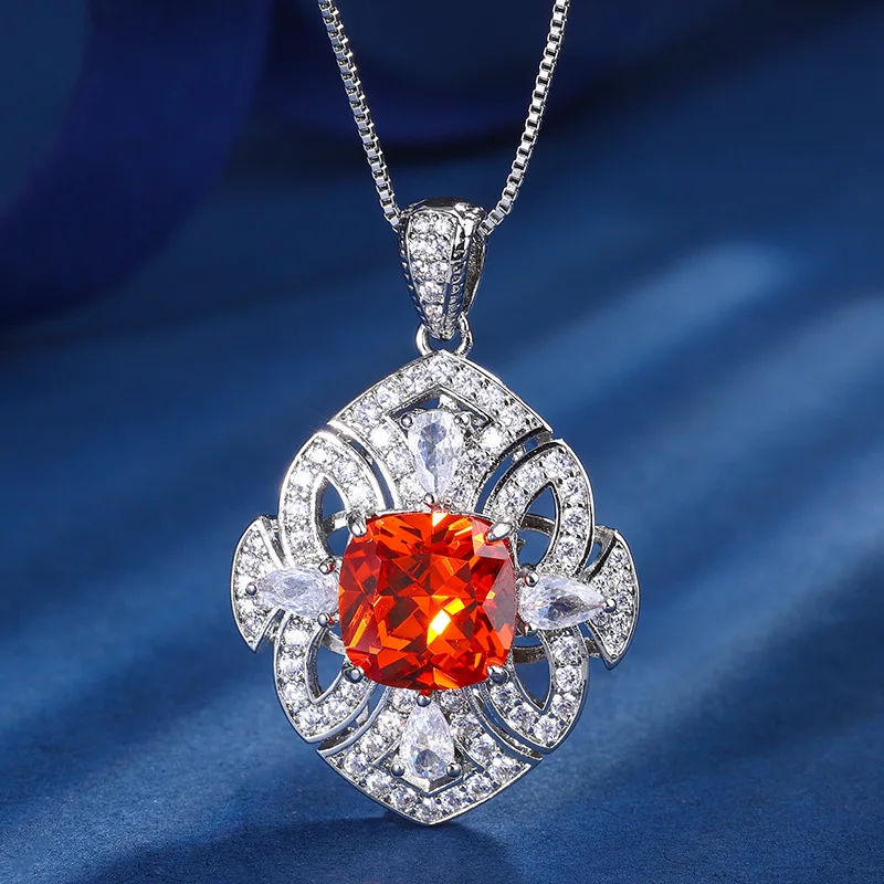 New high carbon diamond pendant necklace, luxury charm S925 silver wedding party commemorative birthday party gift