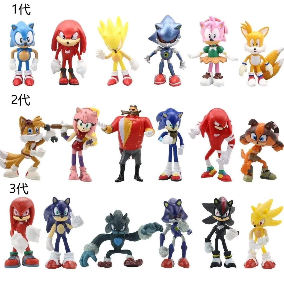 

6PCS Anime PVC Best Selling Sonic Character Toy Hedgehog Shadow Tail Action Doll Model Kids Animal Toy Ornament Decoration