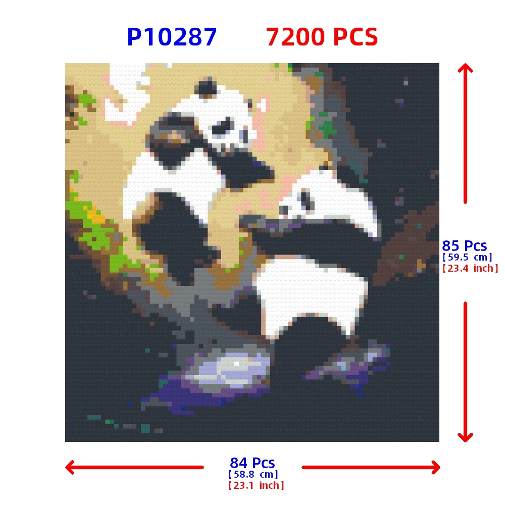 Diy Two Panda Oil Painting Style Building Block Mosaic Pixel Art Photo Custom Home Decoration Play With Your Kids Or Lover Toys