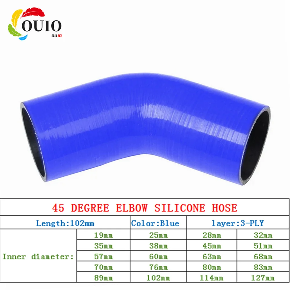 

45° DEGREE ELBOW TURBO/INTAKE PIPE SILICONE COUPLER HOSE ID:19mm-127mm