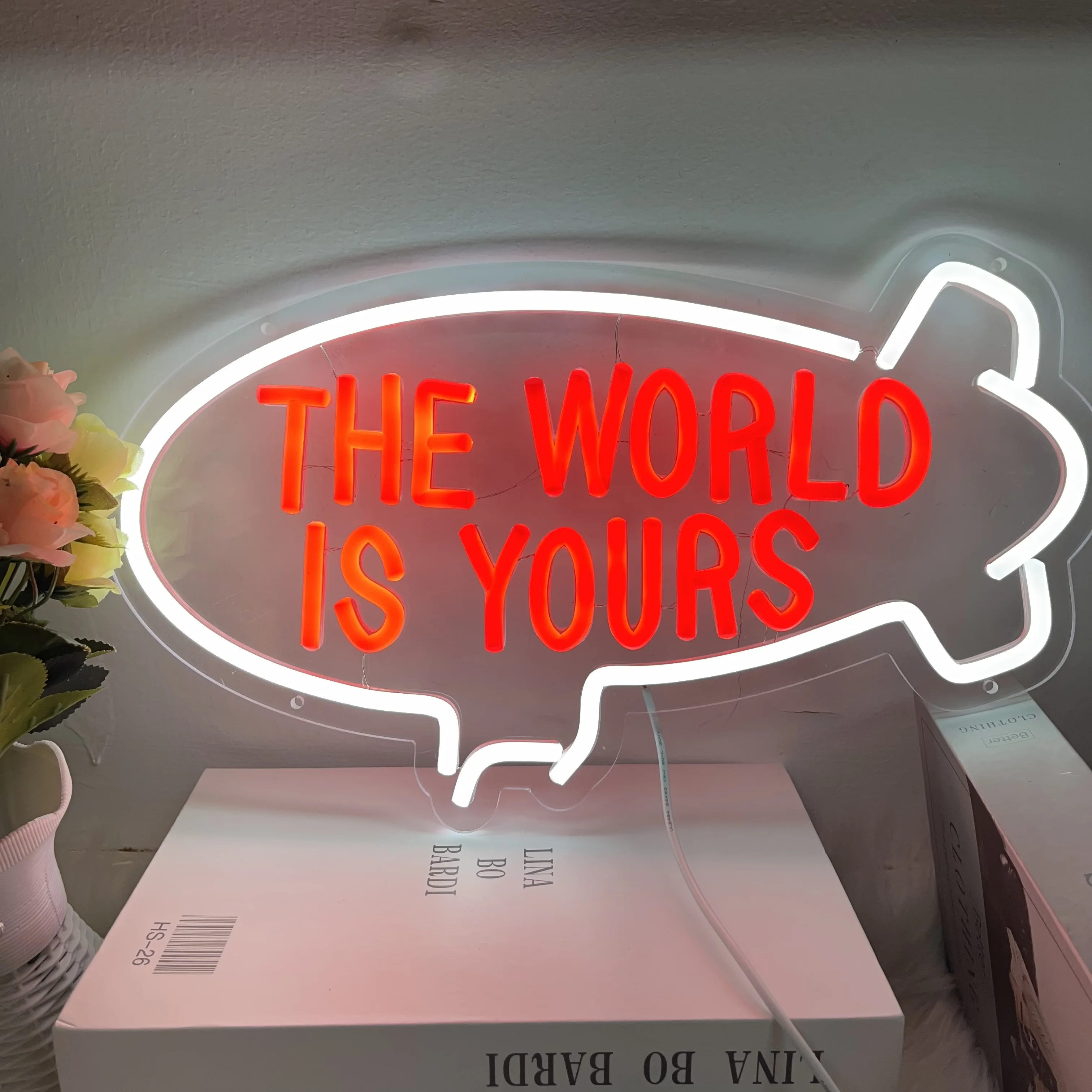 العالم هو لك علامة نيون لغرفة النوم وغرفة المعيشة والأطفال والمراهقين والأسماك والألعاب والمتاجر والمطاعم والحانات والنادي والبيرة والتوقيع #2