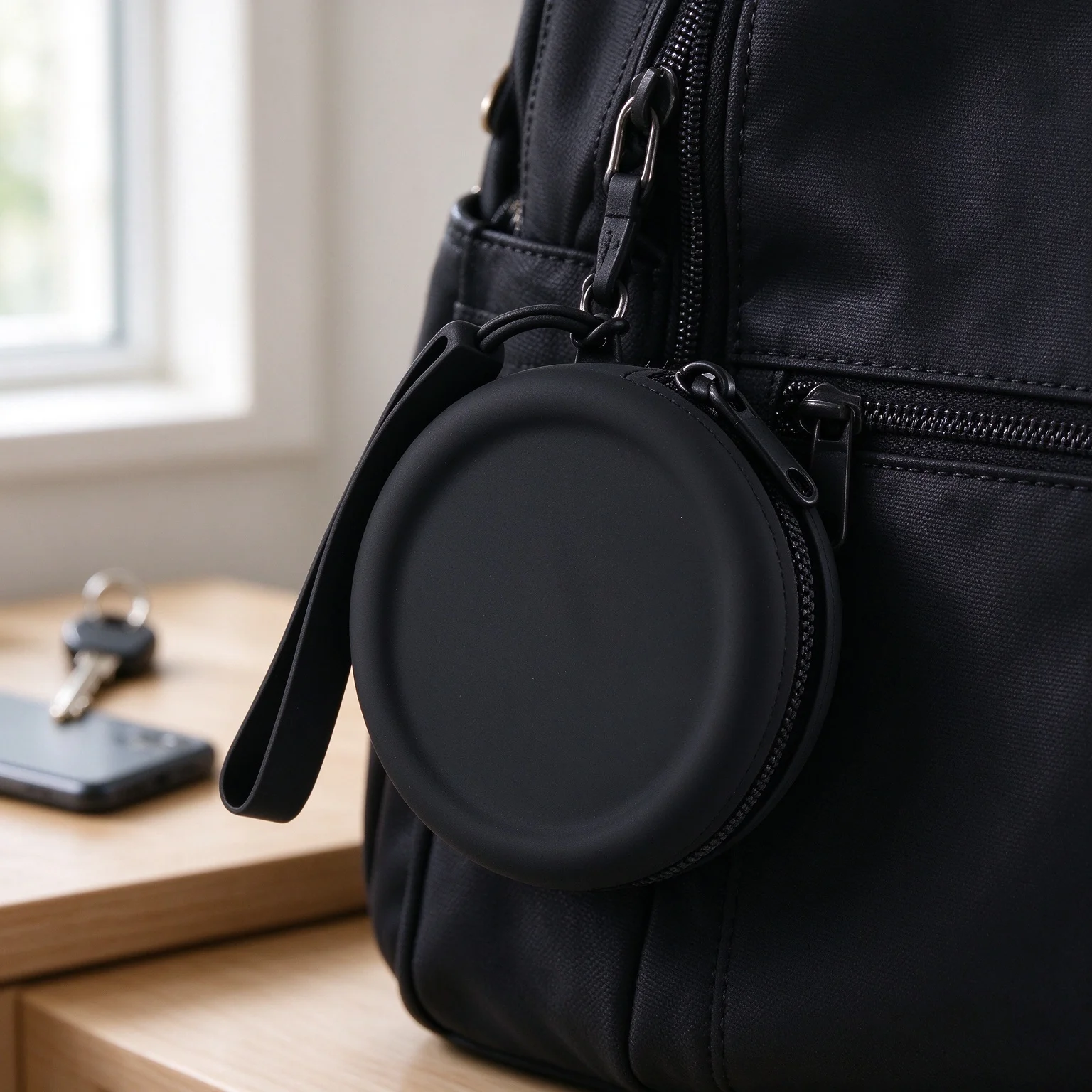 Round Silicone Coin Earphone Makeup Portable Zipper Key Bag 9*9cm