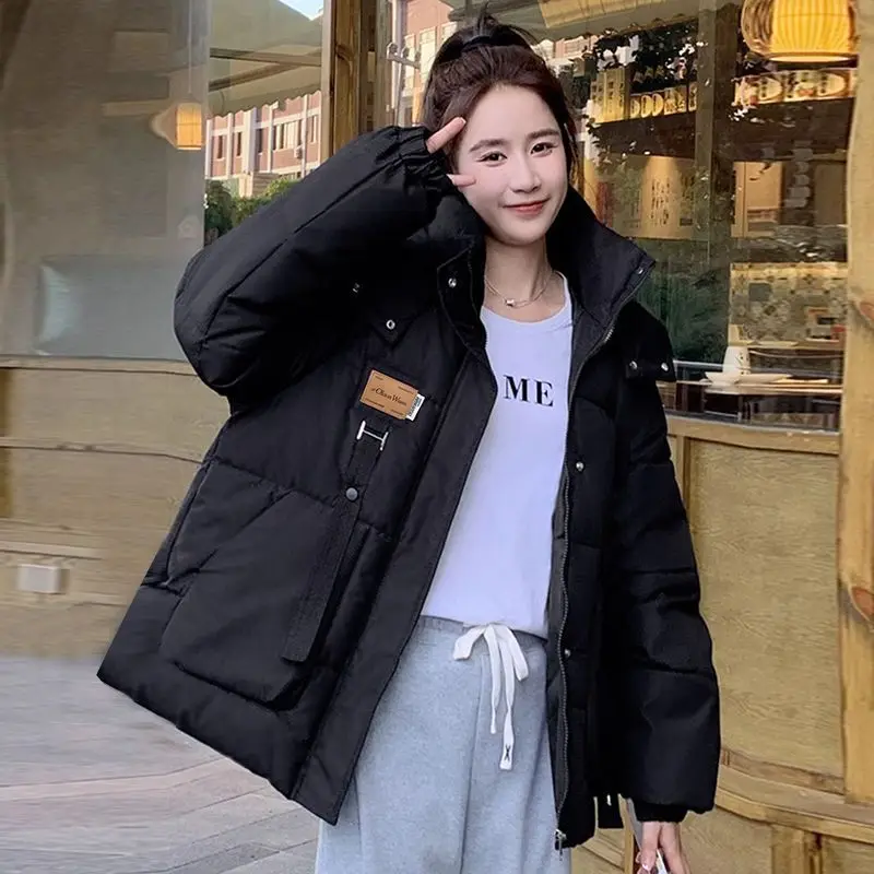 New Fashion Preppy Style Oversize Cotton Coat Jacket For Women Korean Version Hooded Stand Collar Thickened For Autumn/winter