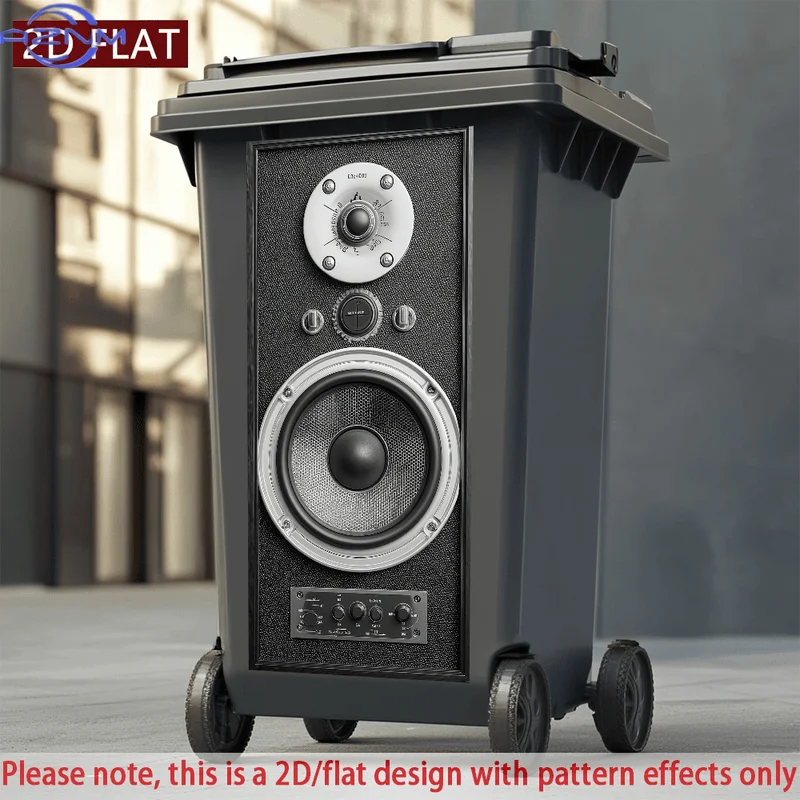 2D/FLAT-Speaker Design Trash Can Sticker Wall Sticker Self - Adhesive PVC Decorative Sticker Waterproof Scratch - Resistant Hi